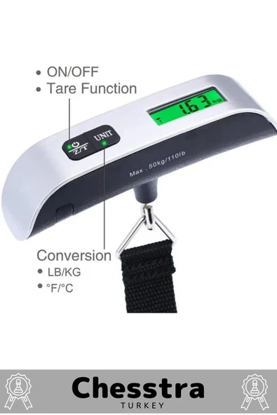 Seyahat Bavul Ağırlık Tartı Dijital Lcd Ekran Göstergeli Çok Amaçlı Taşınabilir Pilli Bagaj Tartısı - 3