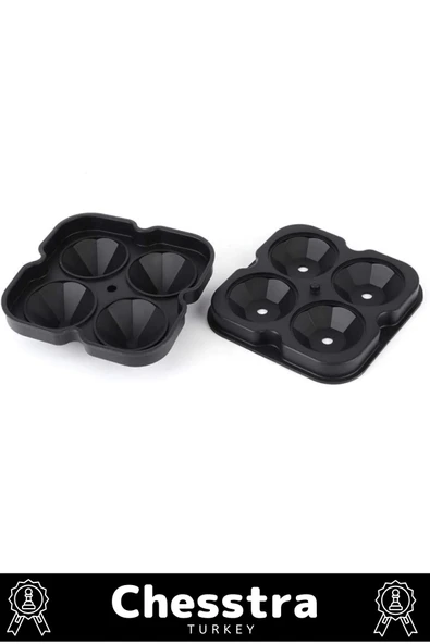 Özel Tasarım 4 Gözlü Kırılmaz Esnek Silikon Kokteyl Viski Elmas Şekilli Buz Yapma Kalıbı 1 Adet - 4