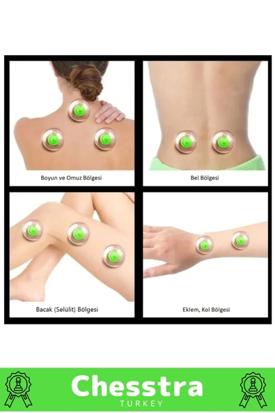 Premium Kupa Parmak Çekme Selülit Çatlak Giderici Vakumlu Masaj Aleti 24'lü Kupa + Pompa Hacamat Set - 2