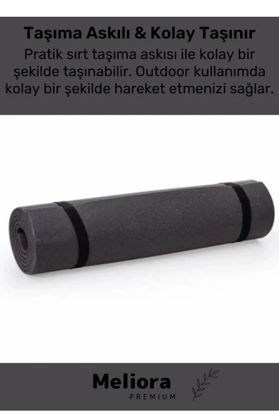 Su Geçirmez Konfor Modeli Taşıma Askılı Çift Taraflı Kamp Zemin Çadır Uyku Matı Siyah Yer Minderi - 2