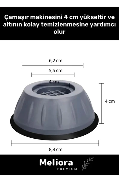 Premium Gürültü Engelleyici Titreşim Önleyici Kauçuk Çamaşır Bulaşık Makinesi 4 Adet Ayak Pedleri - 2