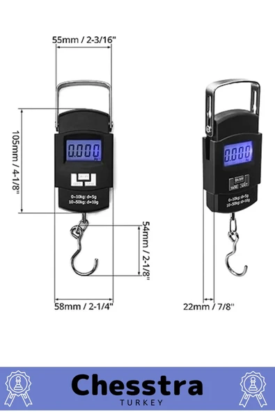 Lcd Ekran Seyahat Bavul Ağırlık El Terazi Dijital Çok Amaçlı Taşınabilir Askılı Pilli Bagaj Tartısı - 2