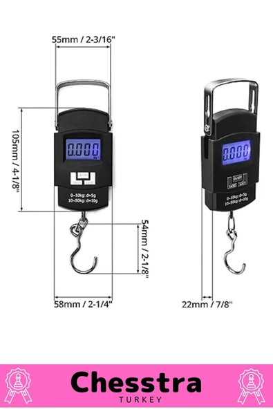 Lcd Ekran Seyahat Bavul Ağırlık El Terazi Dijital Çok Amaçlı Taşınabilir Askılı Pilli Bagaj Tartısı - 2