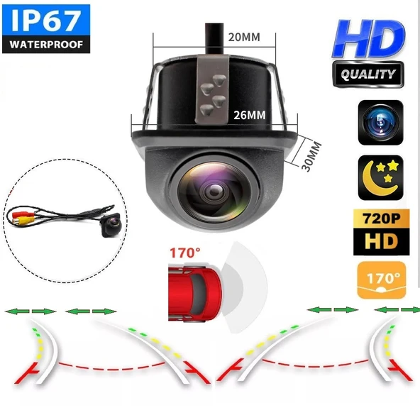 Yate10 Dinamik Hareketli Çizgili Trajectory Tecnology Geniş Açı Arka Görüş Kamerası