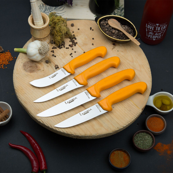 LAZBİSA Mutfak Bıçak Seti Et Ekmek Sebze Bıçağı Gold Serisi 4 lü Set ( Y-S-1-2)