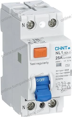 Chint - 2P 25A 30mA 6kA Monofaze Kaçak Akım Koruma Rölesi KAK 200212