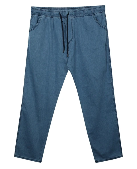 Erkek Büyük Beden 100 Kilo-180 Kilo Arası İçin Uygun Bağcıklı Likralı Boru Paça Kot Pantolon