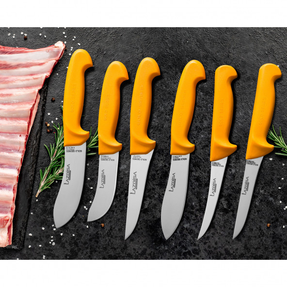 LAZBİSA Mutfak Bıçak Seti Et Ekmek Sebze Bıçağı Gold Serisi 6 lı Set