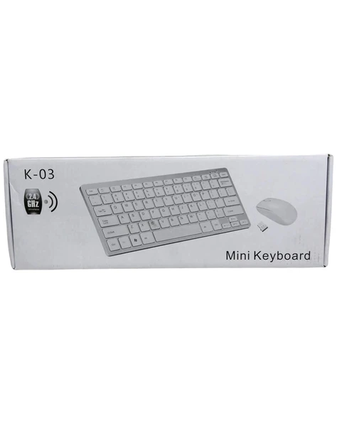 K-03 MİNİ BEYAZ WIRELESS KABLOSUZ KLAVYE MOUSE S PL-395 (4172)