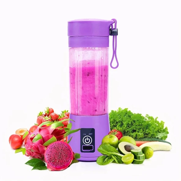 Şarjlı Portatif El Blenderi 380 Ml Usb Kablolu Mor (4172) - 3