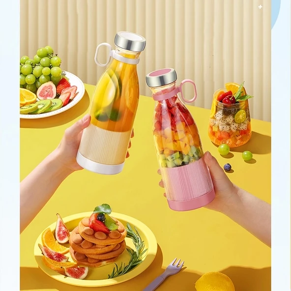 Taşınabilir Blender, Taşınabilir Mini Hızlı Blender 350ml Meyve Sıkacağı Kupası, Kablosuz Şarjlı, Smoothie Milkshake Suy