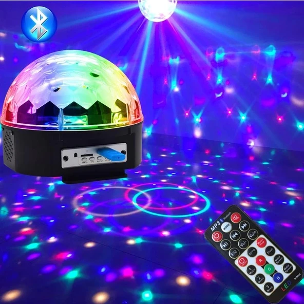 Küre Disko Topu Müzik Çalar Renkli Lazer Işıklı Bluetooth (4172) - 2