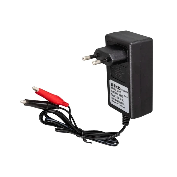 7.2 VOLT - 1 AMPER KROKODİL UÇLU PRİZ TİP KIRMIZI YEŞİL LEDLİ YERLİ ÜRETİM AKÜ ŞARJ ADAPTÖRÜ (OUT:6V1A) (4172) - 3