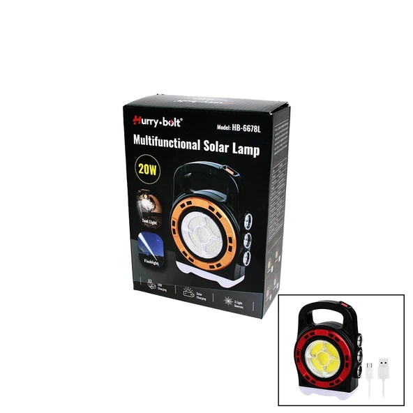 3IN1 20W SOLAR - USB ŞARJLI EL FENERİ - POWERBANK EL ÇANTASI MODELİ (4172)