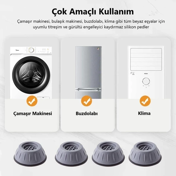 Çamaşır Makinesi Titreşim Önleyici Kaydırmaz Vantuzlu Stoper Set (4172) - 2