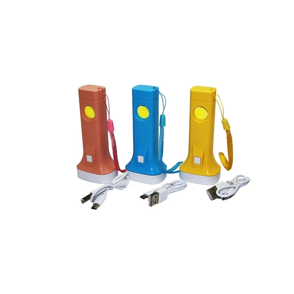 2IN1 USB ŞARJLI EL FENERİ KİLİTLİ POŞETLİ (4172) - 1