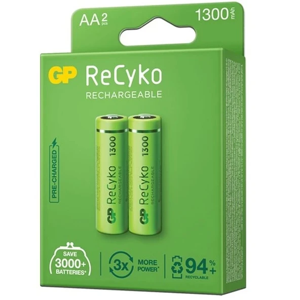 GP RECYKO 1300 MAH R6 AA ŞARJLI 2Lİ KALEM PİL GP130AAHCE-2EB2 (GPRHC132E000) (4172) - 3