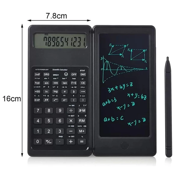 Silinebilir LCD Yazı Tabletli,Kalemli Katlanabilir Bilimsel Hesap Makinesi (4172) - 4