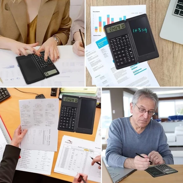 Silinebilir LCD Yazı Tabletli,Kalemli Katlanabilir Bilimsel Hesap Makinesi (4172) - 2