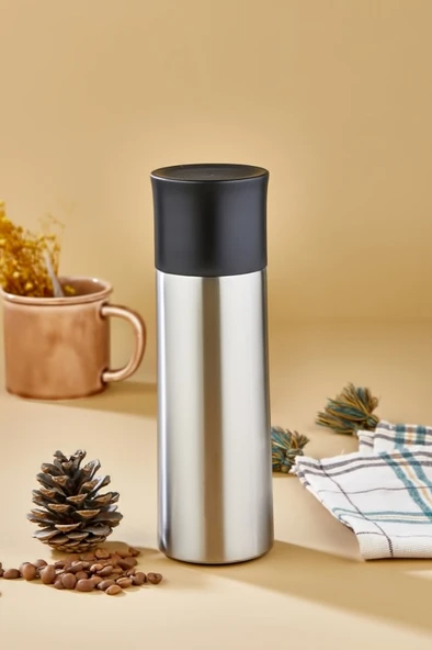 Cooker Ckr-2056 Siyah 400 Ml Bardaklı Paslanmaz Çelik Termos