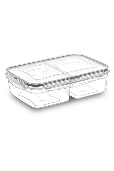 2 Bölmeli 1+1 Litre Kilitli Kapaklı Erzak Saklama Kabı LC-525 (4172) - 3