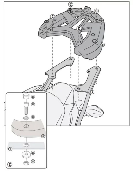GIVI1127FZHONDAINTEGRA750(14-15)ARKAÇANTATAŞIYICI - Resim 4