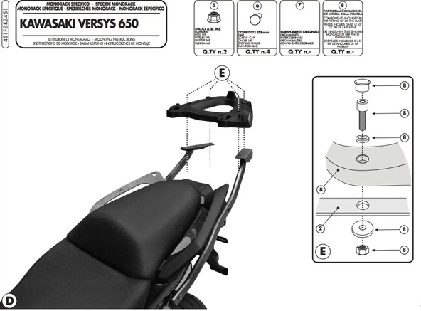 GIVI451FZKAWASAKIVERSYS650(10-14)ARKAÇANTATAŞIYICI - Resim 3