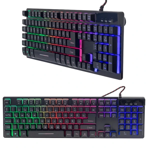HELLO HL-18744 METAL KASA RGB IŞIKLI KABLOLU OYUNCU Q KLAVYE ZYG-800 (4172) - 2