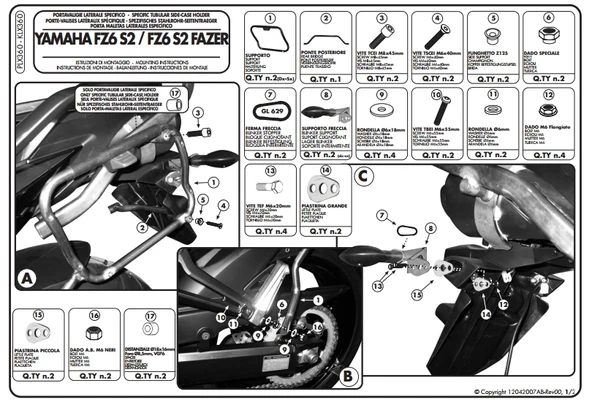 GIVIPLX360YAMAHAFZ6S2-FZ6600FAZERS2(07-11)YANÇANTATAŞIYICI - Resim 2