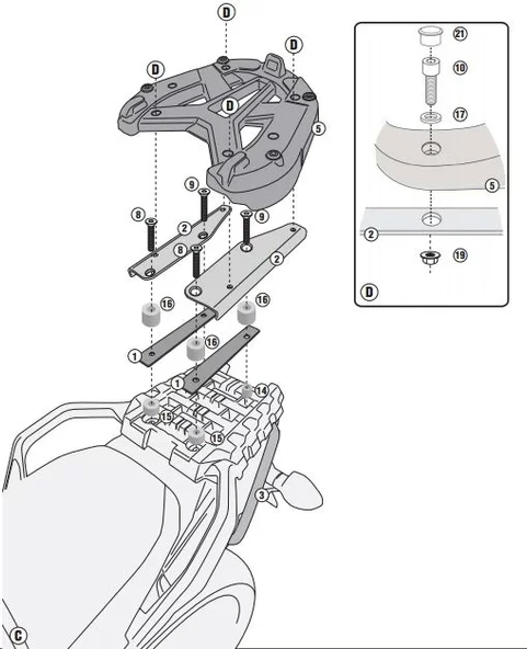 GIVISR3105SUZUKIDL1000V-STROM(14-16)ARKAÇANTATAŞIYICI - Resim 3