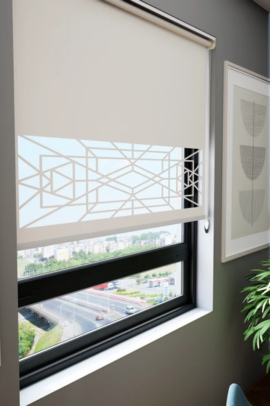 Lazer Kesim Mat Stor Perde, Lazer Kesimli Klasik Serisi, C-9001 Beyaz Renk - 2