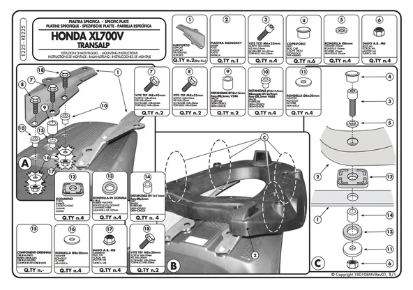 KAPPAK225HONDAXL700TRANSALP(08-13)ARKAÇANTATAŞIYICI - Resim 2