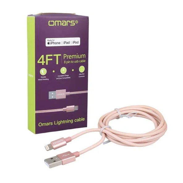 Omars OMLT040RGLPB 5 Volt 2.4 Amper USB To Lightning Şarj Kablosu - Resim 3