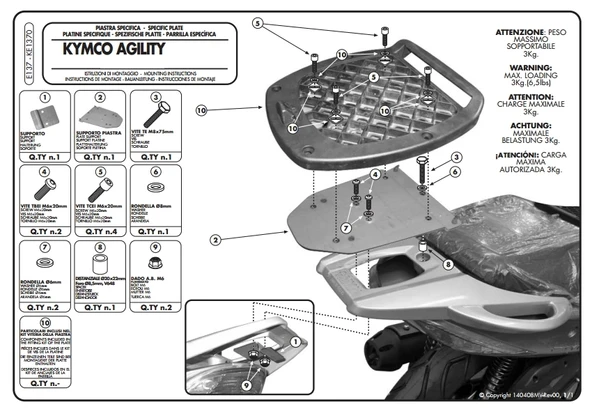 KAPPAKE1370KYMCOAGILITY50-125-150-200R16(08-13)ARKAÇANTATAŞIYICI - Resim 4