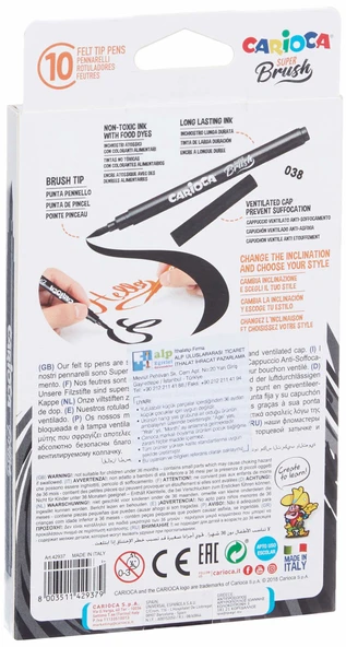 Carioca Süper Brush Keçeli Boya Kalemi 10Lu - Resim 4