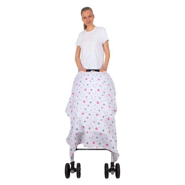 Müslin Bebek Arabası Örtüsü 42 Yıldız Yağmuru - 5