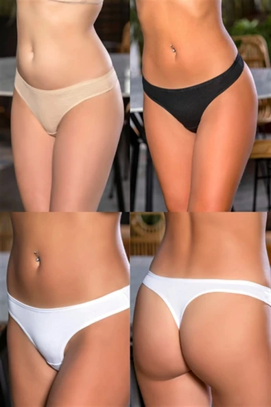 Pamuklu String (karışık) Siyah-beyaz-ten (brf2962)