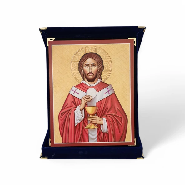Baş Rahip İsa İkona Kadife Kutu ürün görseli