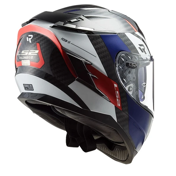LS2 CHALLENGER C KARBON ALLOY BEYAZ-MAVİ-KIRMIZI KASK - Resim 2