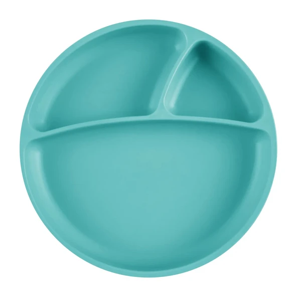 Porsiyon Vakum Tabanlı Silikon Tabak Aqua Green