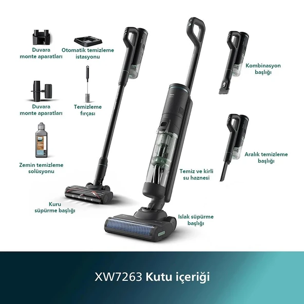 Philips XW7263/11 Aqua Trio 7000 Serisi Islak & Kuru Kablosuz Dikey Şarjlı Süpürge - 2