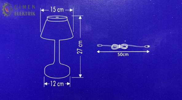 NOAS YL86 1239 Selanik Dokunmatik Şarjlı Siyah Masa Lambası - 3