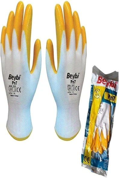 Beybi Pn7 Nitril Sarı Iş Eldiveni No:10 12'li Paket
