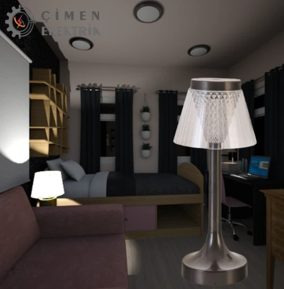 NOAS YL86 1239 Selanik Dokunmatik Şarjlı Siyah Masa Lambası - 2