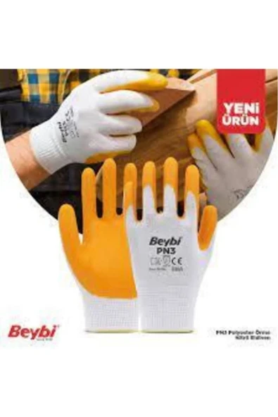 Beybi Pn3 Nitril Sarı Iş Eldiveni No:10 12'li Paket