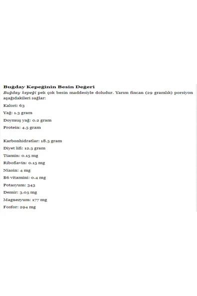 Organik Taşdeğirmen 4 Kg Buğday Kepeği Doğal Katkısız Lifli Buğday Kepeği - 4