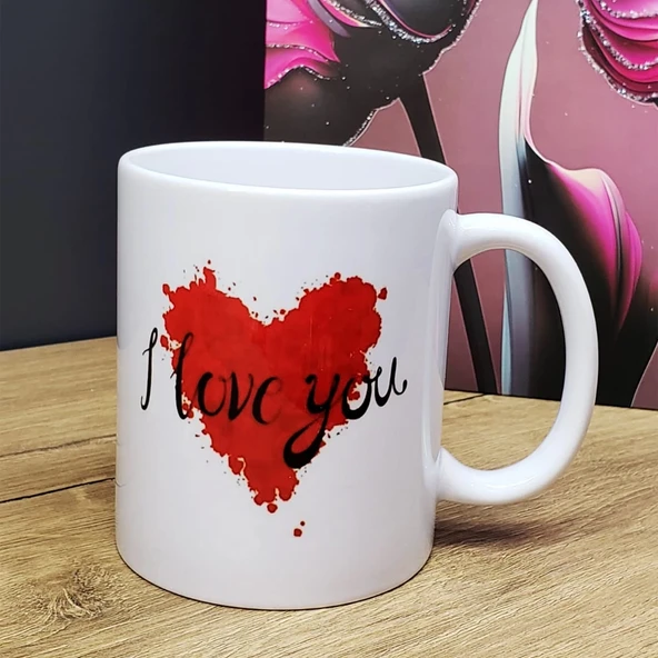 I Love You Tasarım Bardak - 4