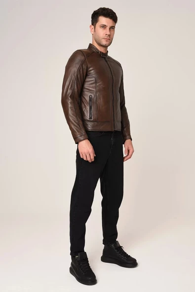 VEXO MOTO DERİ MONT ANTİK KAHVE - 5