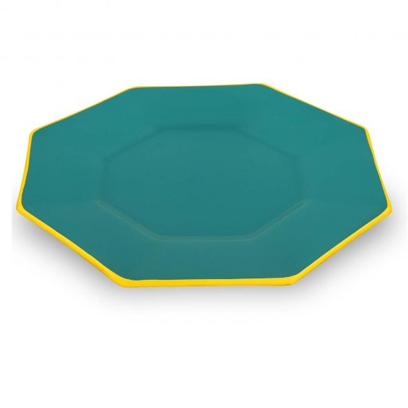 Glore Sekizgen Su Yeşili Altın 6lı Servis Tabağı 26 cm 28065