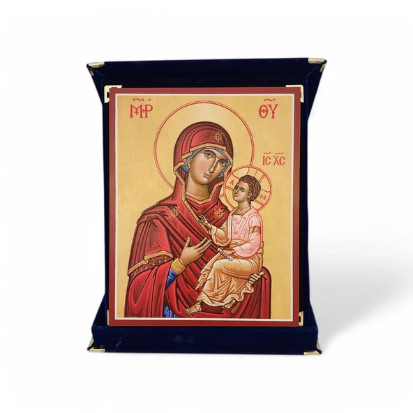 Kutsal Bakire ve Çocuk İkona Kadife Kutu ürün görseli